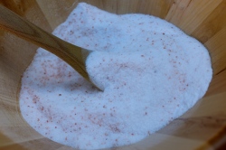 sea salt, himalayan pink salt, and baking soda mixture